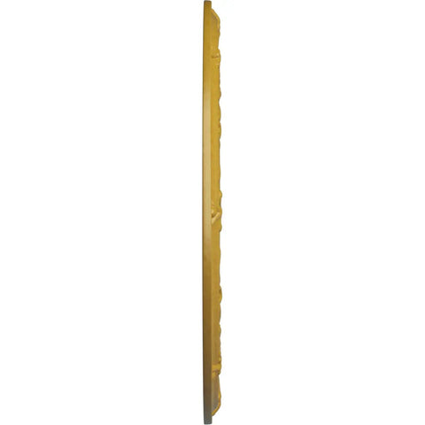 Side view of Dauphine Ceiling Medallion In Iridescent Gold, 33 7/8 Inch Outer Diameter, 1 3/8 Inch Projection showing thickness.