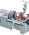 Pro Level 535A Pipe Threading Machine Runs On 400 Volt 50 Hertz Power with red handles and pipe cutter for heavy construction tasks.