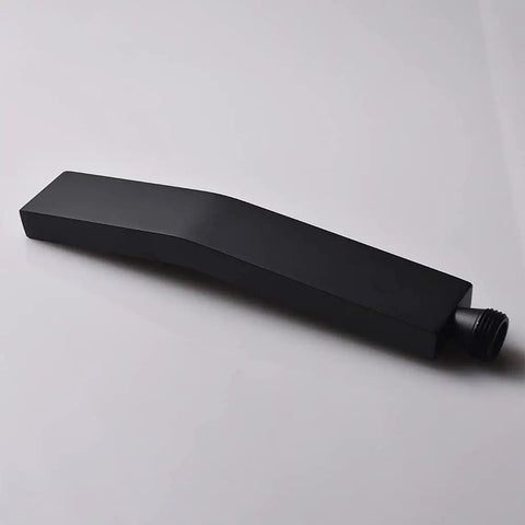 Brass Handheld Shower Head Kit With Square Head Design in matte black finish lying flat.