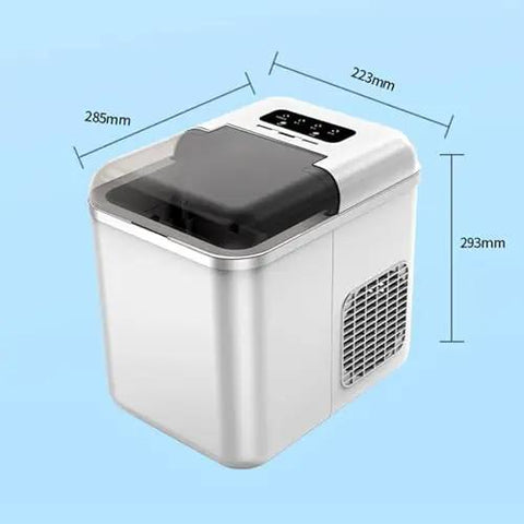 Countertop Ice Maker With Slick Remote Control And Hassle Free Self Cleaning Yields Fast Spherical Cubes In A Snap dimensions and design perspective.