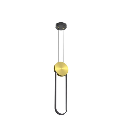 Black And Gold LED Pendant Light With Minimalist Oval Design 10W Warm White Single Hanging Fixture For Bedroom, Living Room
