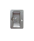 Solid Brass Pocket Door Pull With Privacy Lock Matte Black Three And A Quarter Inches By Two And A Quarter Inches Two Pack Adjustable For Door Thickness One And Three Eighths To One And A Half Inches Reversible For Left Or Right Handed Doors, front view