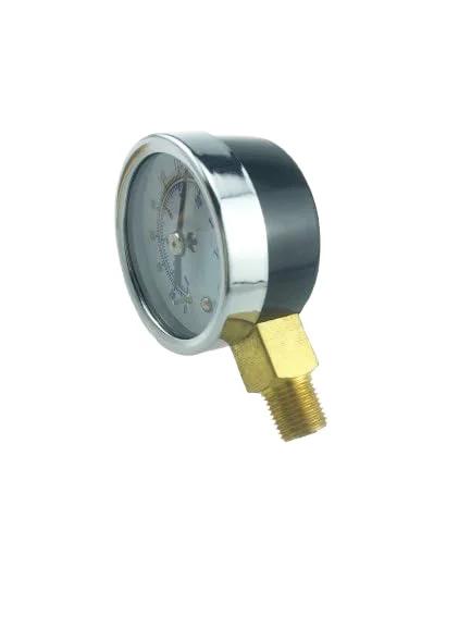 Oil burner fuel pressure test gauge 0-200 PSI with brass threaded fitting and chrome bezel