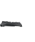 Close-up of the Dope Mechanical Wireless Gaming Keyboard With Fresh MX2A Blue Switches Smooth As Butter Actuation screwless black chassis.