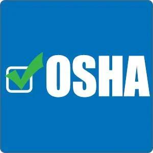 OSHA logo on blue square background.