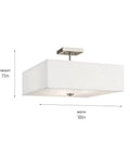 Shailene 18-Inch 3-Light Square Semi-Flush Ceiling Light With Satin Etched White Diffuser And White Microfiber Shade In Brushed Nickel Finish Ideal For Bedrooms Hallways Or Closets And Low Ceiling Friendly Cozy Ambient Lighting, side angle view