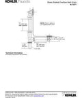 Technical drawing of Tough As Nails Nickel Bathtub Overflow Drain With 1 1 2 Inch Slotted Plug and Solid Brass Tee Pipe Assembly.