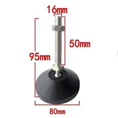 Beefy Heavy Duty Adjustable Leveling Feet For Machines And Furniture With 80mm Base And 16mm Thread 200mm Height Ideal For Industrial Equipment Benches Tables Shelves And Heavy Machinery Easy Install And Precise Height Stabilization For Level. 80mm base leveling foot with 16mm threaded stem and 95mm height