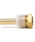 Brass thermowell for industrial bimetal thermometers, 2-1/2 in stem, 1/2 in x 3/4 in NPT, 0.260 in bore, side view
