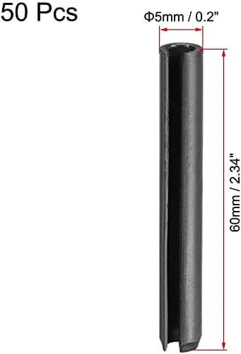 Image of a Slotted Spring Pin Set 5mm x 60mm Smooth Finish 65Mn High-Strength Tension Pins Kit, displaying a single axial slotted pin.