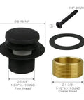 Matte Black Tub Drain And Overflow Kit With One Hole, Rock Solid Bathtub Drain Conversion Set showing stopper and fittings.