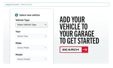 POWERSTOP SW-1658 front brake pad wear sensor product page with vehicle selector and search button.
