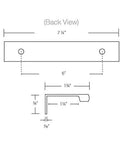 Back view diagram of Emtek Satin Brass Cabinet Edge Pull Center To Center 6 Inch Available In 7 Sizes And 6 Finishes Model 87120US4.