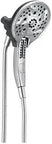 2 In 1 Shower Head And Faucet Chrome Combo With Handheld Wand MagnaTite Dock, 5 Spray Modes, 1.75 GPM, Effortless Swaps Between Overhead And Handheld For A Spa Like Shower Experience