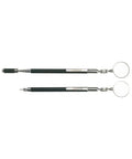 Telescopic Inspection Tool With Magnetic Head, Adjustable Mirror And Scribe, A 3 In 1 Magnetic Tool, silver finish, extended and collapsed