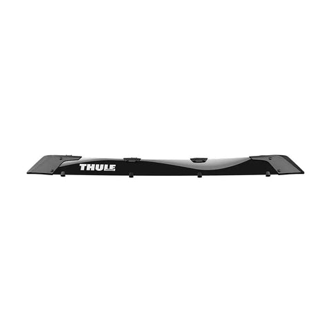 Premium Roof Rack Wind Fairing Cuts Drag And Quiets Cabin Noise For Chill Weekend Getaways No Sweat Tool Free Clip Mount Installs In Seconds On Aero Blade Bars Classic Black side view on white background