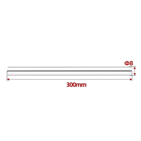 Top Shelf Stainless Steel Round Bar Slick Smooth Solid Shaft Rods, 8mm diameter, 300mm long, ideal for DIY metalworking.