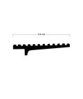 Side view of FENRIS Rear Picatinny Rail for Crossbow Black Aluminum 11.5 cm length, no fuss easy install for scopes and accessories.