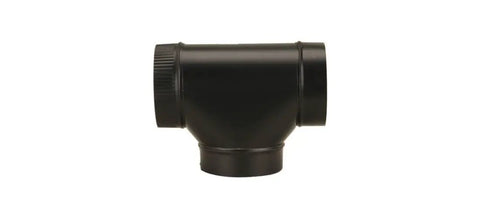 Six Inch Black Matte Clean Out Tee 24 Gauge Exhaust Vent Fitting Directs Exhaust Upward For Rear Outlet Stoves Durable Black Metal