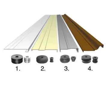 TrimFormer Dies Bead Form Dies Set showing multiple profiles with interchangeable dies, including rib, bead, brick, and crown dies.