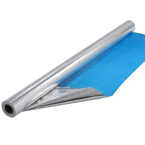 Built Like A Tank Textured Vapor Barrier For Crawlspace Encapsulation And Roof Insulation 1000 Square Feet, showing rolled material with a blue surface.