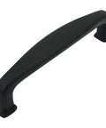 Flat Black Cabinet Handle Pull Set For Modern Kitchens Three And Three Quarters Inch Hole Centers Four And Three Eighths Inch Overall Length One Half Inch Width One And One Sixteenth Inch Projection Ten Pack With One Inch Screws Cosmas 4392FB