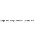 Text 'Package including: 10pcs of thread inserts' for Fine Thread Repair Inserts For 304 Stainless Steel M6 To M16, Beefed Up Thread Reinforcement That Gets The Job Done, Easy Insertion And Precise Fit For Metal Repair, Durable Industrial And Automotive Grade