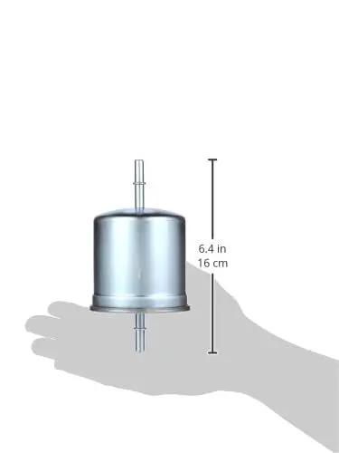 Premium Volvo Fuel Filter Replacement Drop In Direct Fit For S60 2.5L XC70 2.5L hand holding filter, 6.4 inch size shown