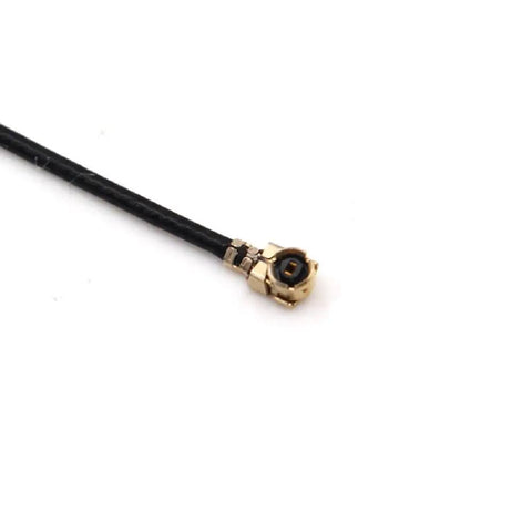 Close-up of connector on Dual ELRS 2.4GHz Mini T Antenna Pack IPX1 UFL 40mm 70mm Red, Ultra Lightweight 2.6g, 55mm Long