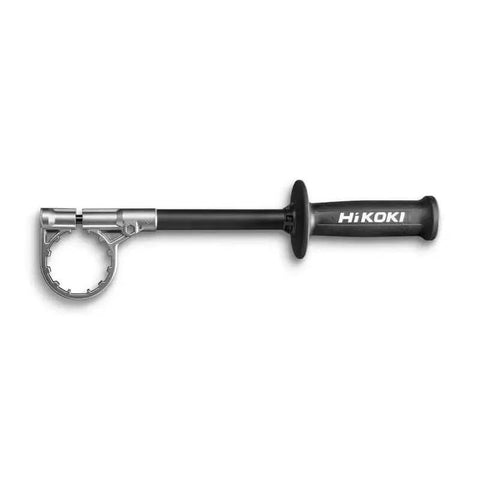 Hikoki grip handle for drill with ergonomic design, metal and rubber materials, ideal for heavy duty tasks.