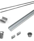 72 Inch Linear Shower Drain Rough In Kit Featuring A Straight Slick Stainless Steel Channel Trim And Reliable Pvc Plumbing Hardware components.