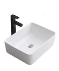 USZWBY Vessel Sinks Bathroom Vessel Sink Hotel Apartment Square Ceramic Wash Basin Home Art Table Bathroom Bowl Sink in white with black faucet