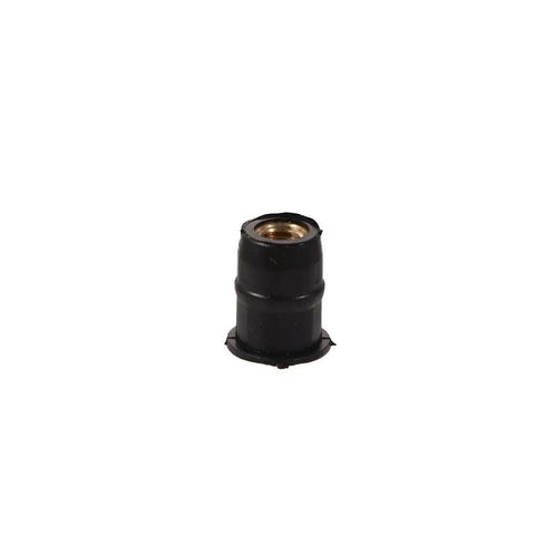No Sweat 10 Pack M4 M5 M6 Rubber Well Nuts For Motorcycle Windshield Fairing And Boat Mounting Heavy Duty Neoprene Blind Fasteners showing single rubber well nut with brass insert.