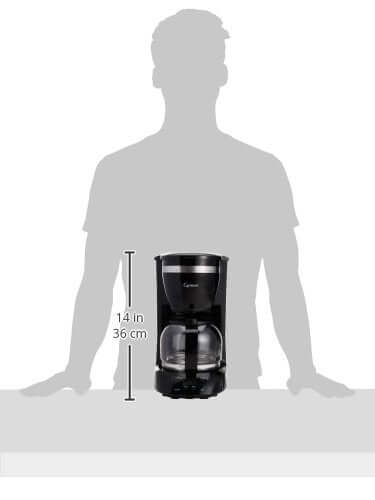 12 Cup Drip Coffeemaker In Stainless Steel With Gold Tone Filter No Mess Paper Filters Programmable Brew Auto Start Keep Warm For 2 Hours And Auto Shutoff Drip Stop For Easy One Cup Pour displayed with height scale