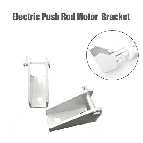 Front view of silver steel mounting brackets for a linear actuator; pair of heavy-duty brackets (2 pieces)
