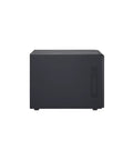 Side view of the Plug And Play 4 Bay USB C Direct Attached Storage Box featuring hardware RAID for 3.5 inch SATA drives.
