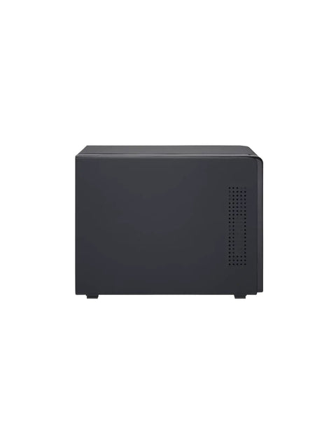 Side view of the Plug And Play 4 Bay USB C Direct Attached Storage Box featuring hardware RAID for 3.5 inch SATA drives.