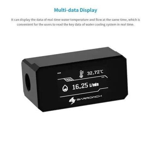G1/4 Inch Water Temperature Sensor And Flow Meter With OLED Display For PC Water Cooling System Real Time Temperature And Flow Readouts