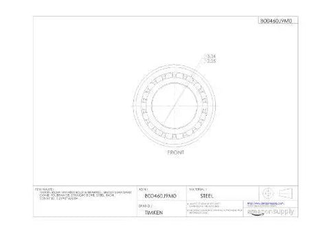 Technical drawing of Single Cone Tapered Roller Bearing Cone 45289 for connecting to compatible outer cup with dimensions and details