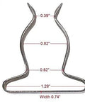 Front view of Amarine Made stainless steel boat-hook spring clamp holder bracket clip, 4-pack, approx 1.53 in tall.