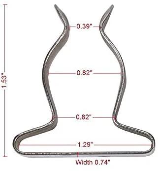 Front view of Amarine Made stainless steel boat-hook spring clamp holder bracket clip, 4-pack, approx 1.53 in tall.
