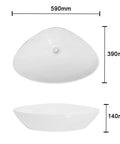 USZWBY Vessel Sinks Bathroom Sink Triangle White Countertop Wash Basin Apartment Ceramic Bathroom Bowl Sink top view dimensions 590mm x 390mm