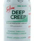 Deep Creep Penetrant And Lubricant 14 Oz can with label detailing rust, grease, and moisture control features, shown upright.