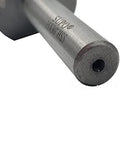 Close-up of 35mm HSS chamfering drill bit with straight shank and central through-hole