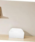 Wall-Mounted Bathroom Sink - Space-Saving Plastic Wash Basin for Small Restrooms, No-Drill Installat, front view against beige wall.