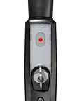 Set Of 2 Pro Level Magnetic Pool Gate Latches Black With Clear Lock Indicators And Hassle Free Vertical Horizontal Adjustments Meets All Pool Codes For Peace Of Mind Kid Safe Fencing Solutions, close-up view of latch with lock indicator.