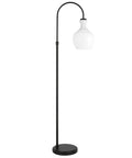 Dope Arc Floor Lamp With Glass Shade In Blackened Bronze And White Milk Glass Modern Standing Lamp For Living Room Bedroom And Home Office