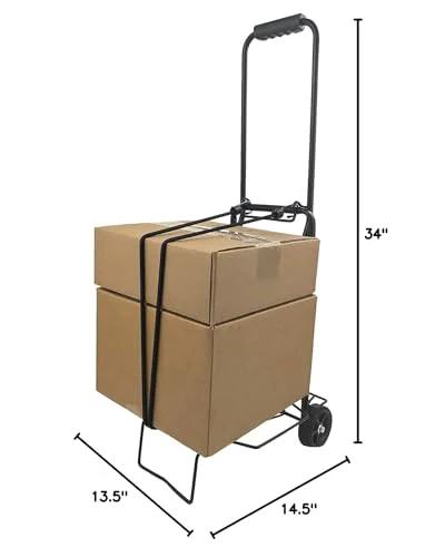 Foldable Lightweight Two Wheel Shopping Cart Dolly With Easy Open Design Portable Hand Truck Utility Trolley loaded with boxes