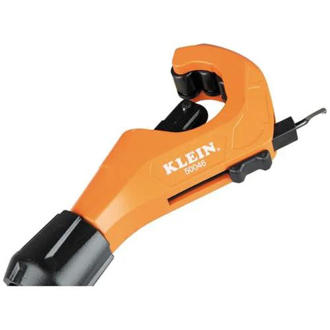 Klein Tools 50046 tubing cutter, constant-swing for copper and aluminum, orange body, front view