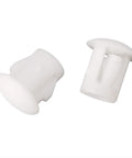 White Plastic 3/16 Inch Flush Hole Plugs With Snap In Locking Design for kitchen cabinets and shelving, pack of 100